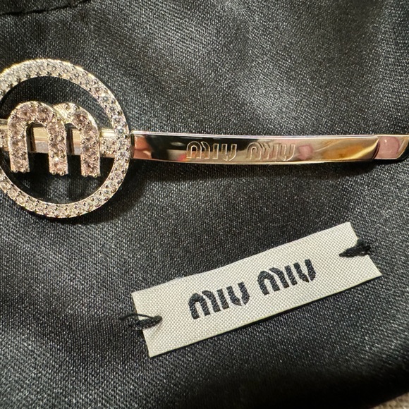 Miu Miu M Logo Crystal Hair Pin Clip - Picture 2 of 5